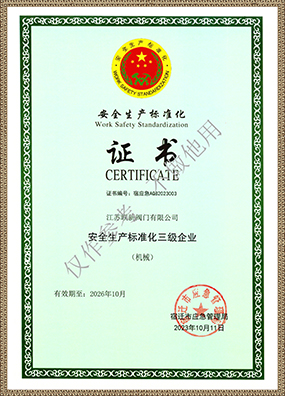 Safety production standardization certificate